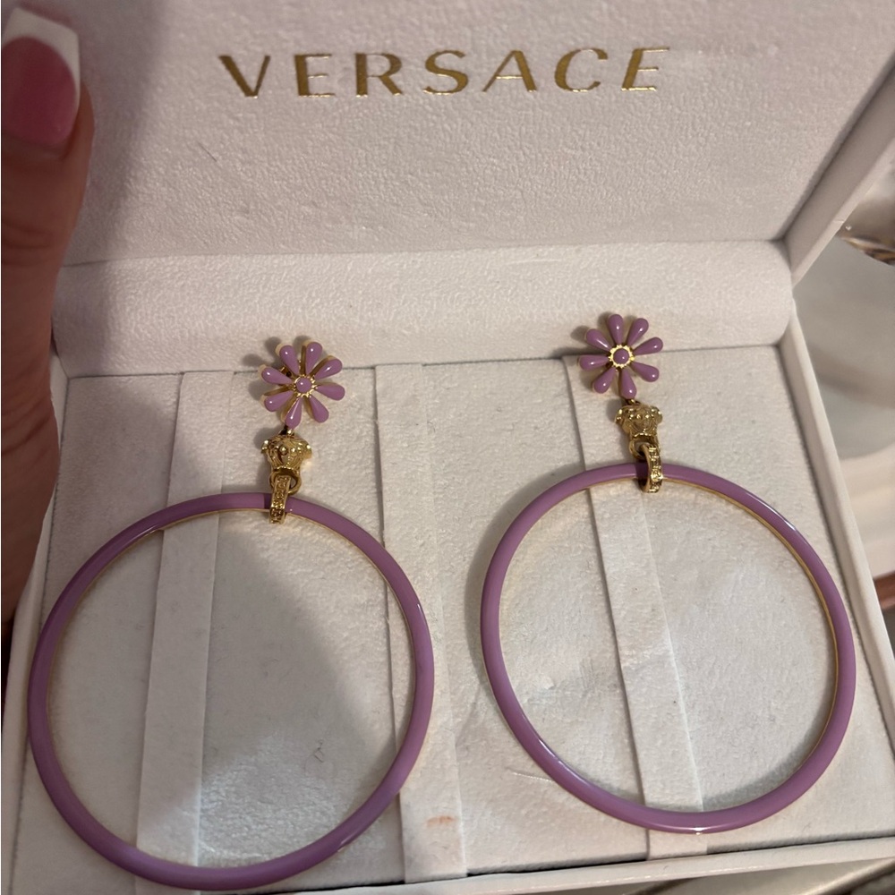 Versace Purple and Gold Statement Earrings